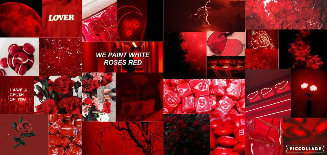 A Red Collage Of Artwork Background