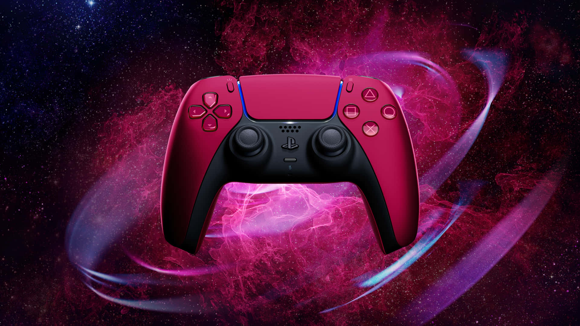 A Red Controller With A Black Controller On A Background Of Space Background