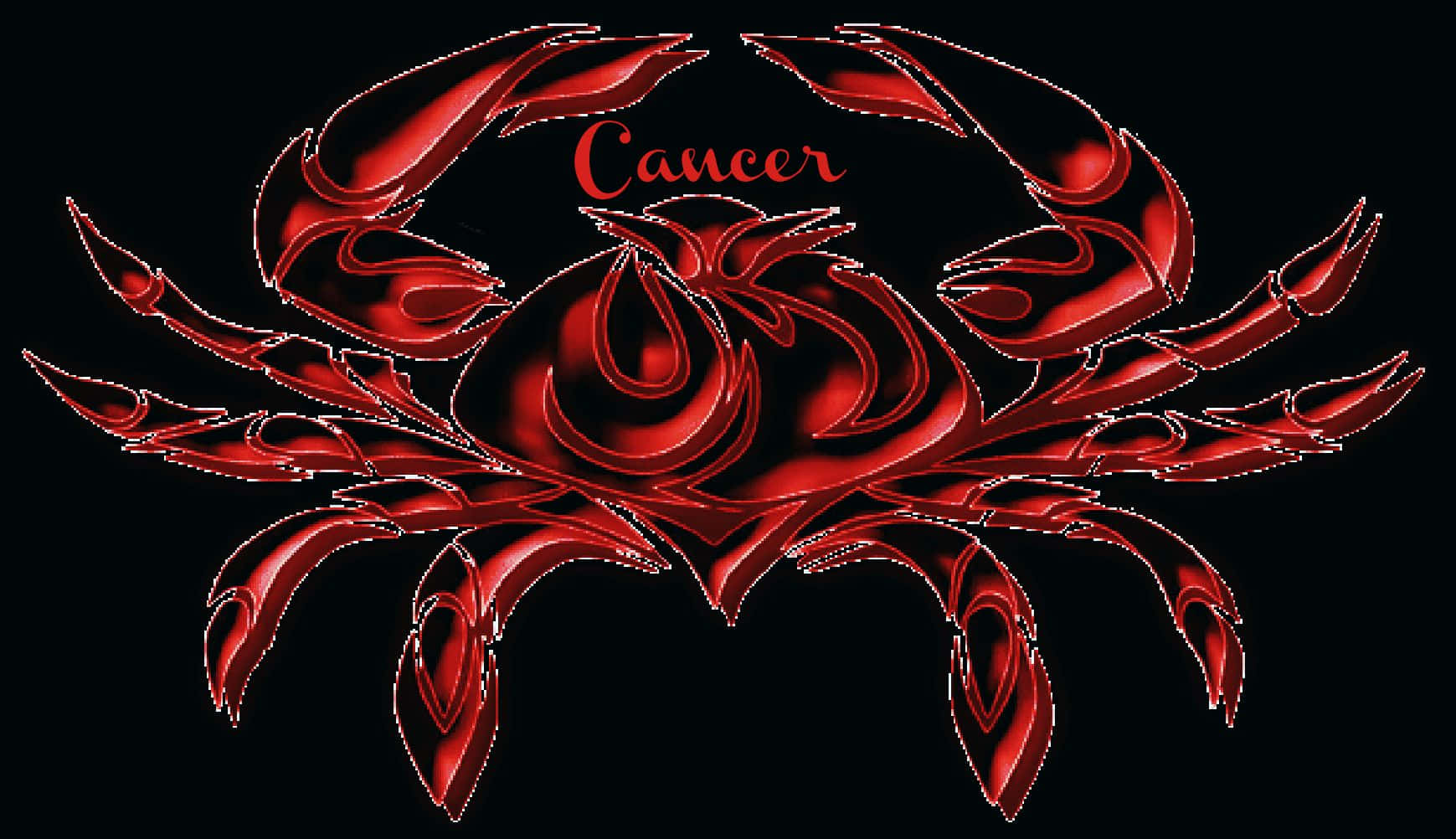 A Red Crab With The Word Cancer On It Background