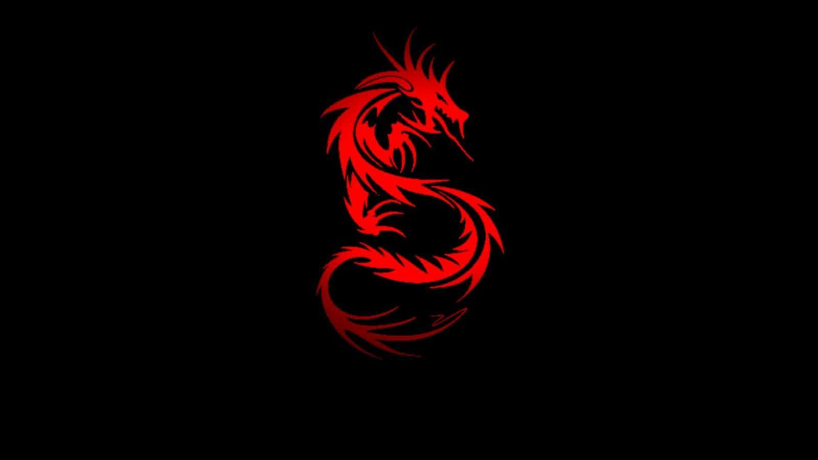 A Red Dragon On A Black Background