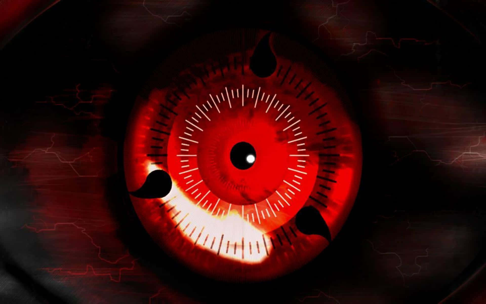 A Red Eye With A Black Background Background