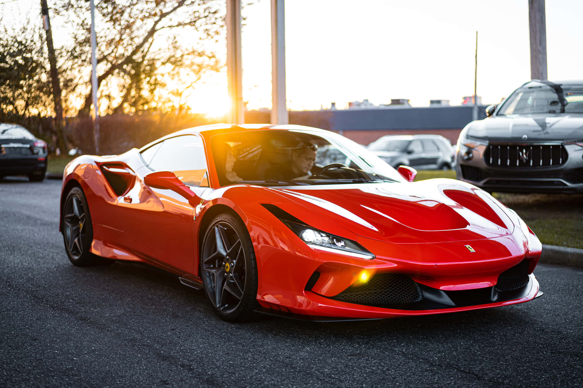 A Red Ferrari Sports Car Background