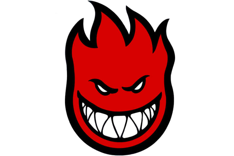 A Red Fire Logo With A Black Mouth Background