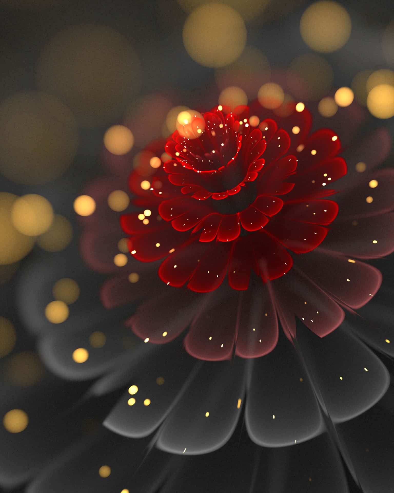 A Red Flower With Gold Flecks