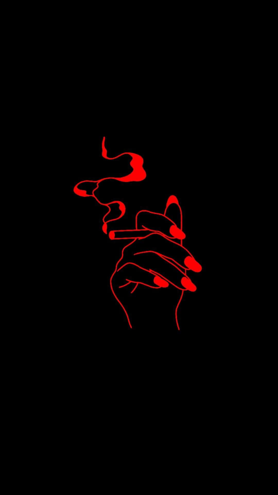 A Red Hand With A Black Background Background