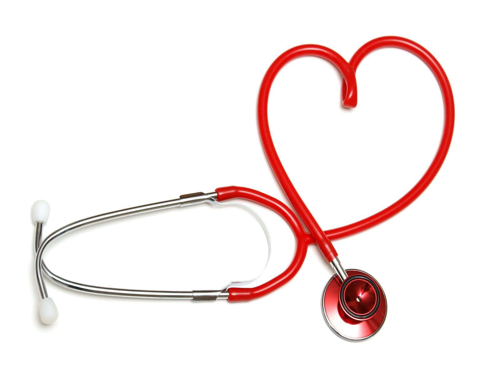 A Red Heart Shaped Stethoscope On A White Background Background