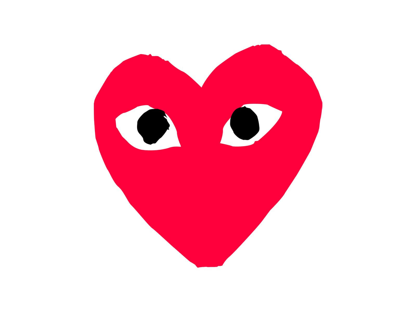 A Red Heart With Two Eyes On It Background