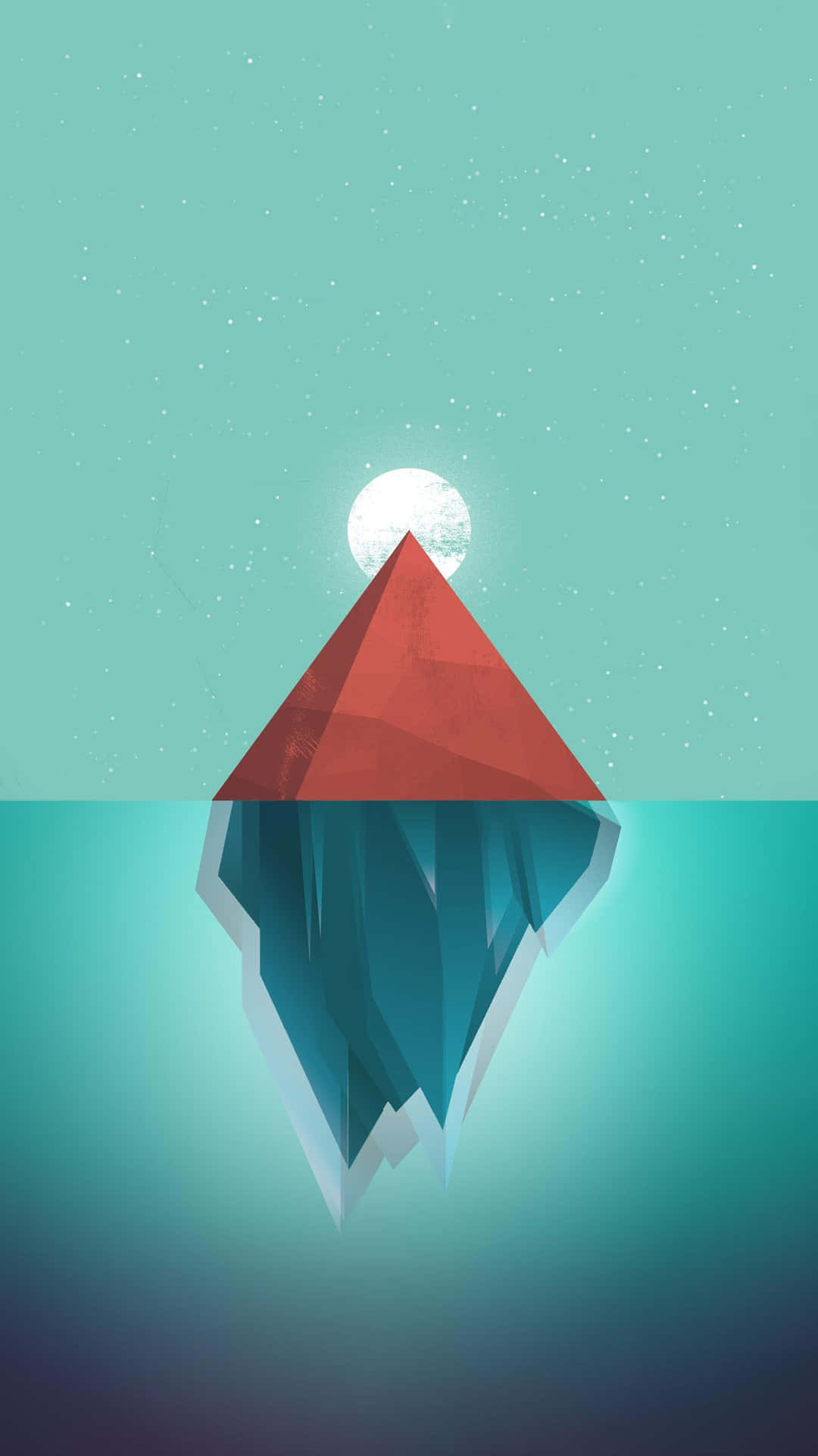 A Red Iceberg Floating In The Water Background