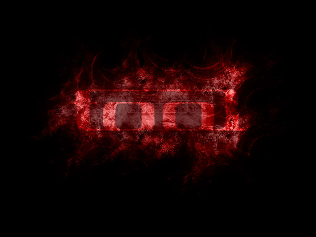 A Red Logo With Flames On It Background