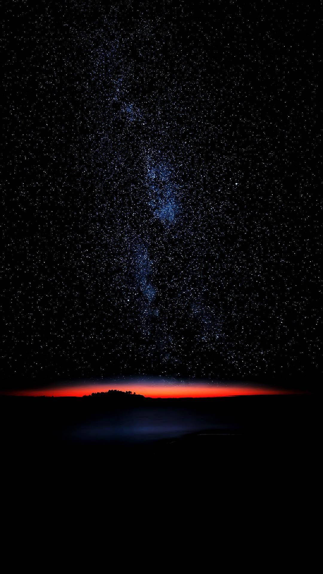 A Red Milky And Stars In The Sky Background