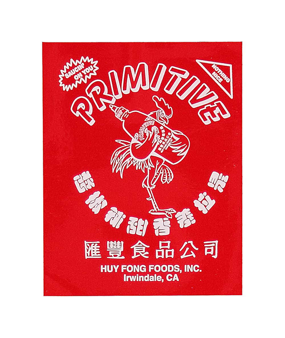 A Red Package With The Word Primitive On It Background