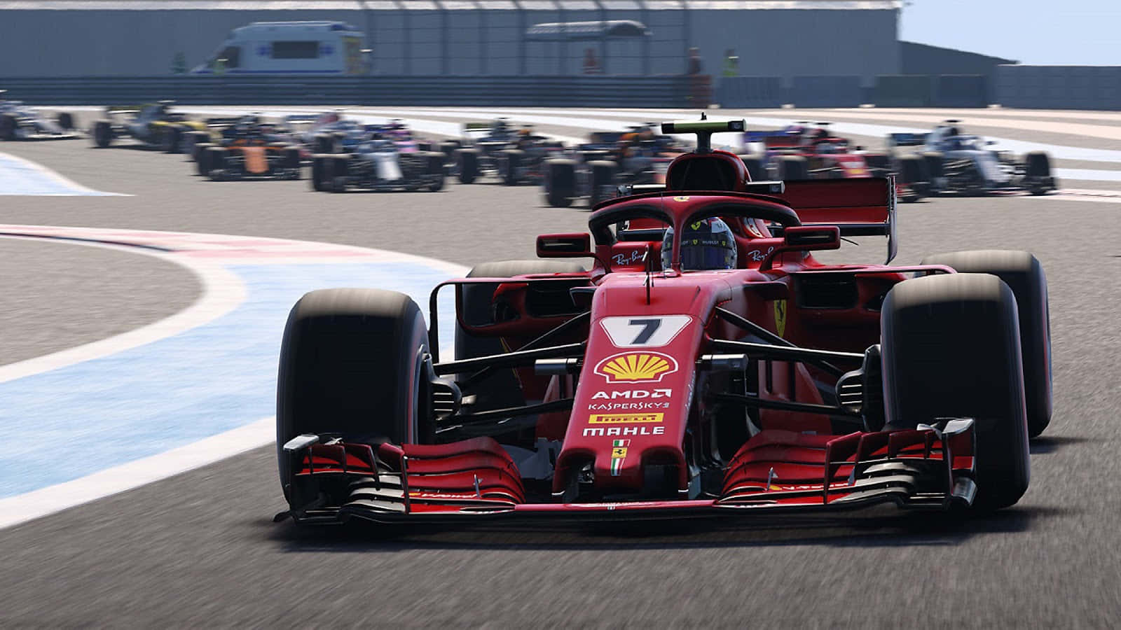 A Red Racing Car Is Driving On A Track Background