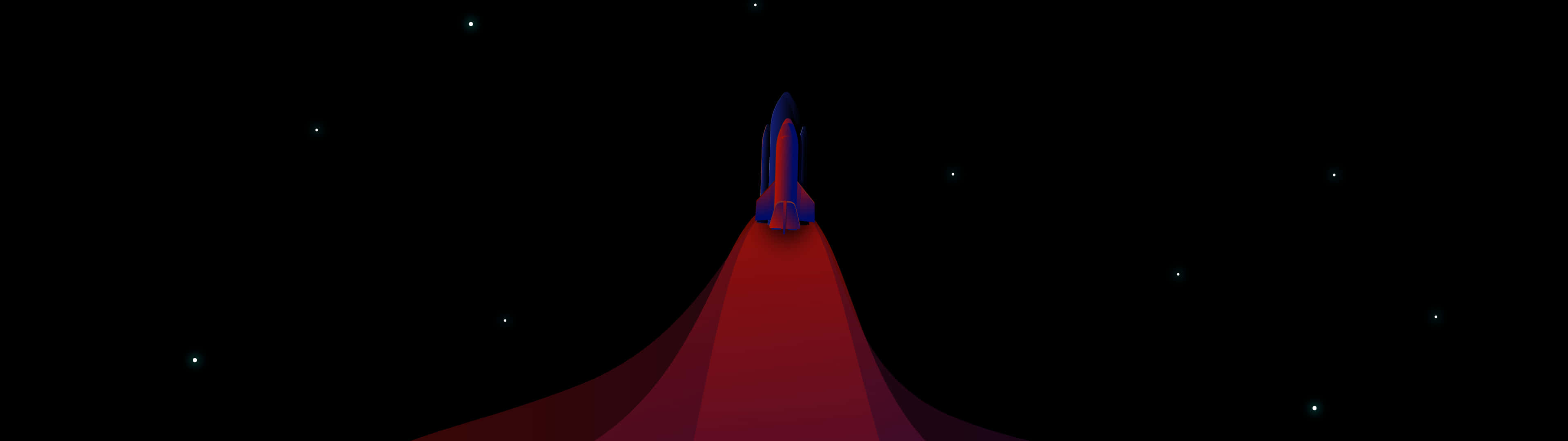 A Red Rocket Is Flying Through The Sky