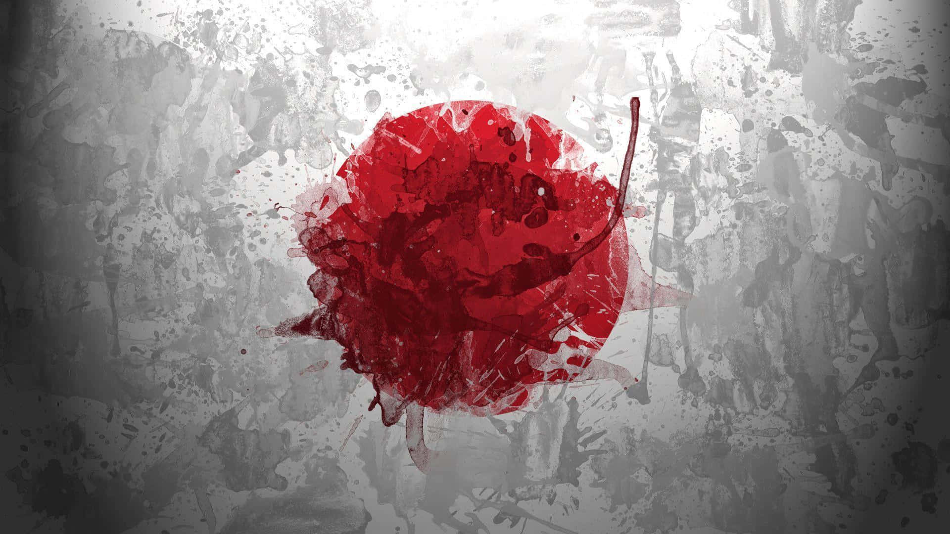 A Red Rose Is Painted On A Wall Background
