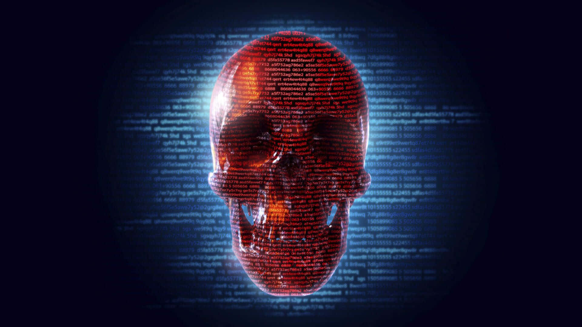 A Red Skull With A Red Light On It Background
