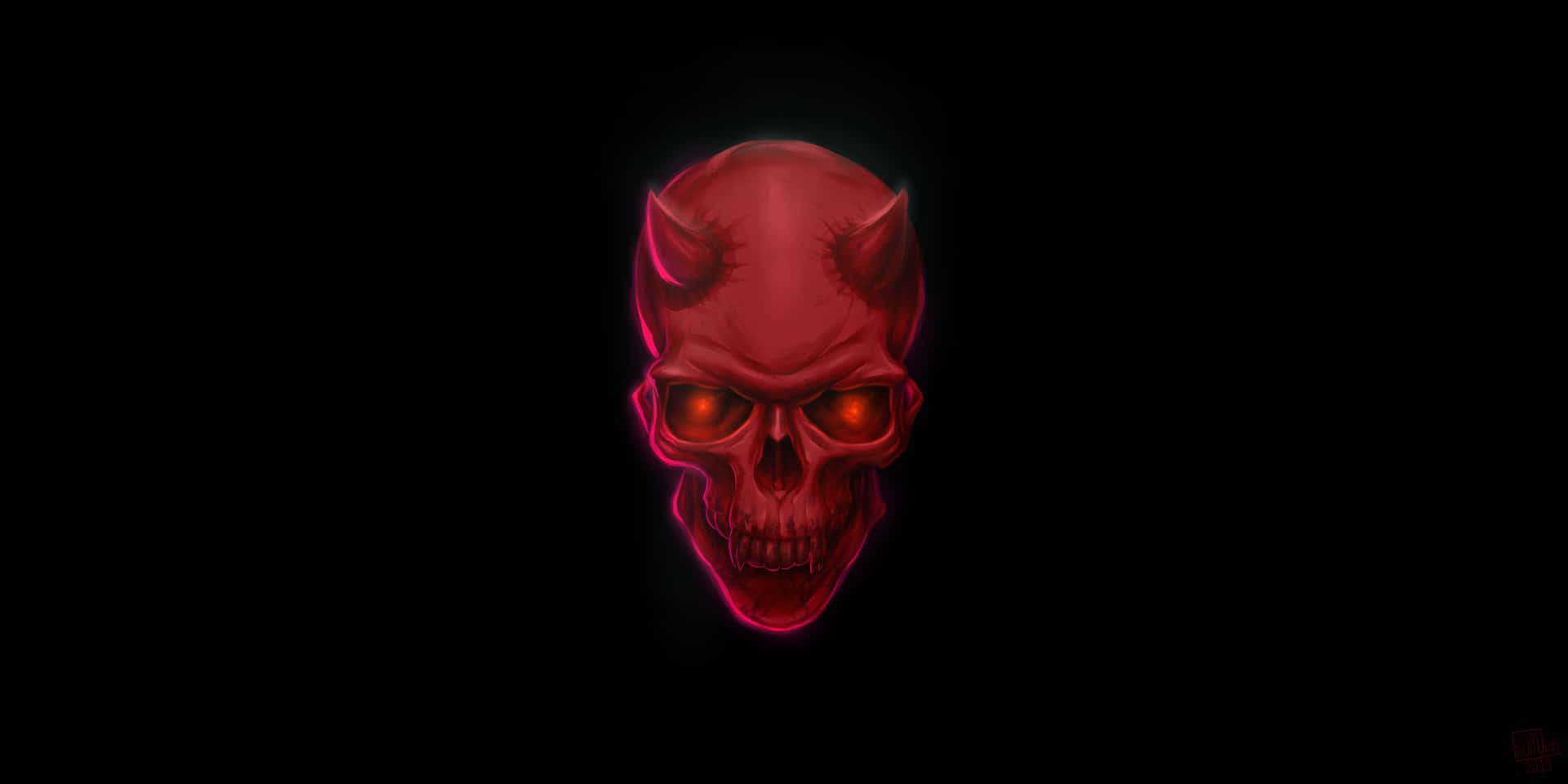 A Red Skull With Red Eyes On A Black Background