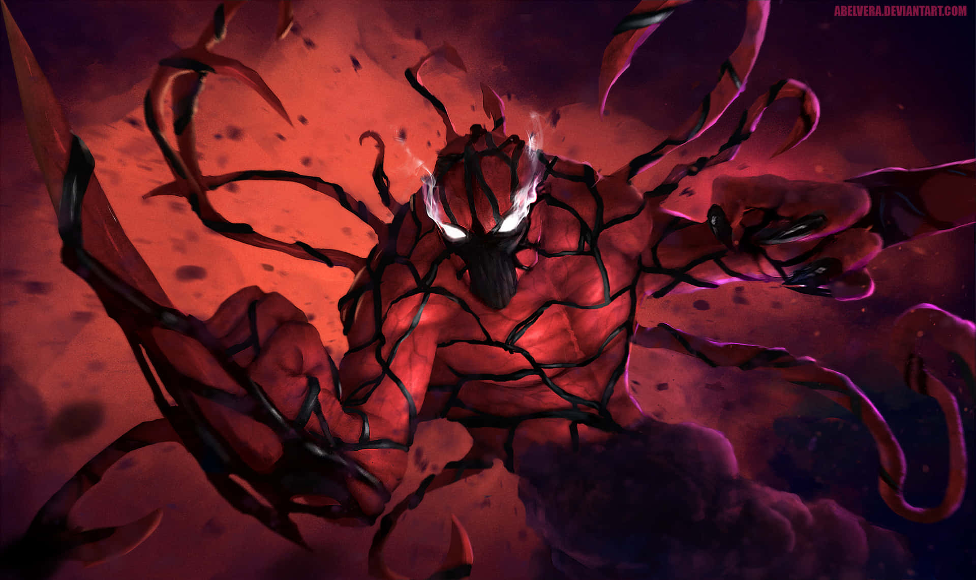 A Red Spider With A Black Background Background
