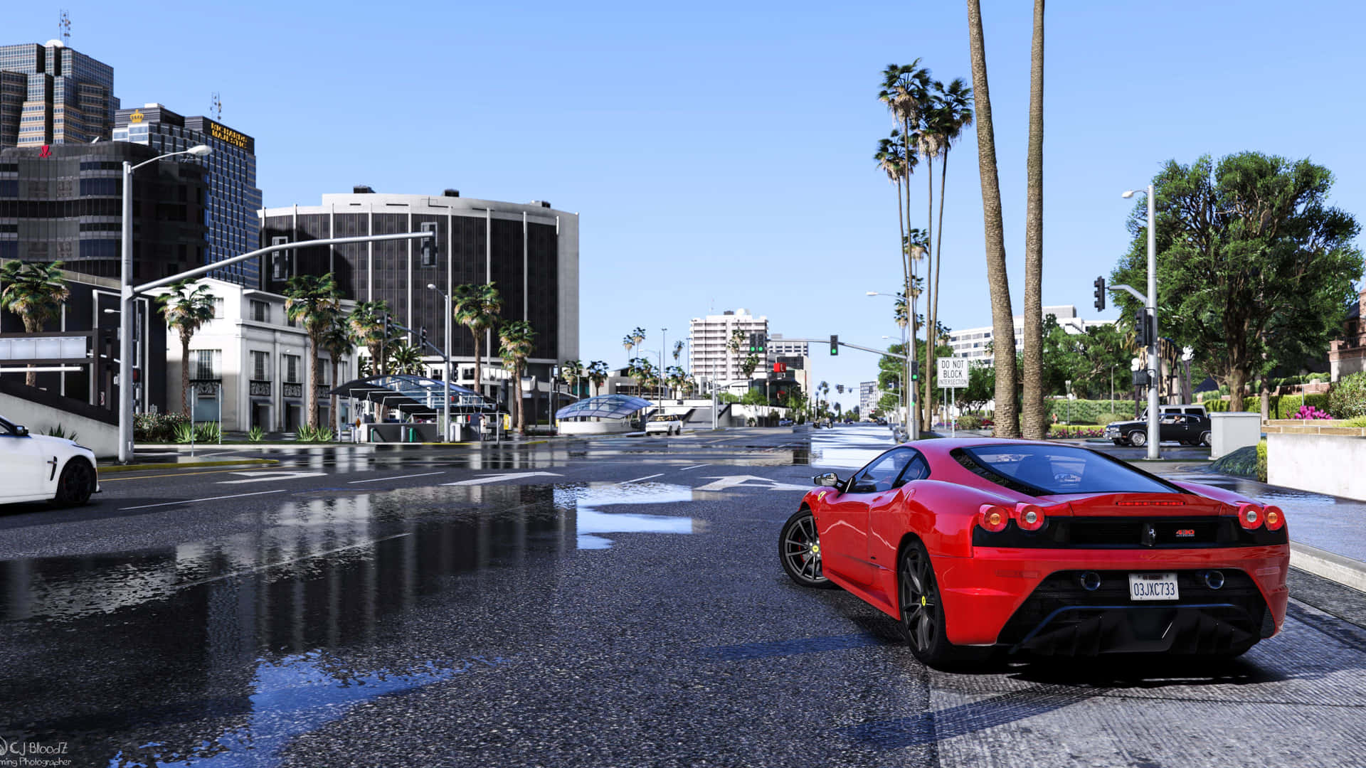 A Red Sports Car Is Parked On A Street In Grand Theft Auto Background