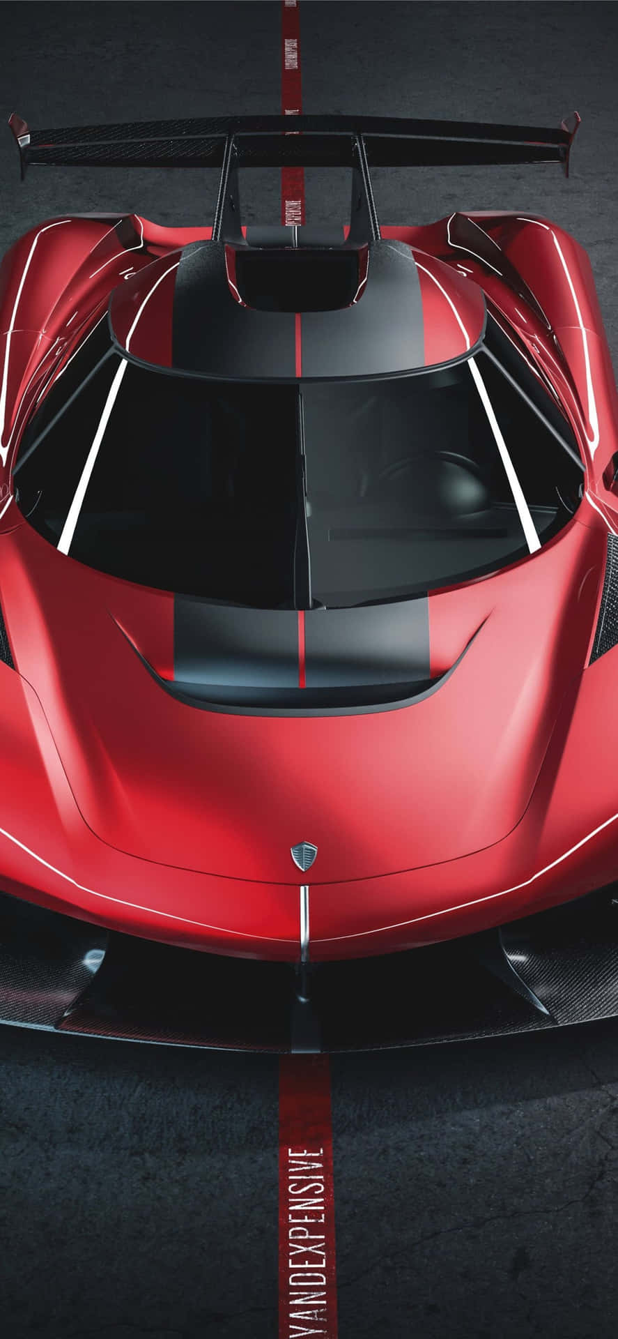 A Red Sports Car With A Black Stripe On The Side Background