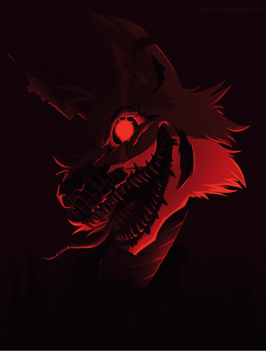 A Red Wolf Head With A Red Light Background