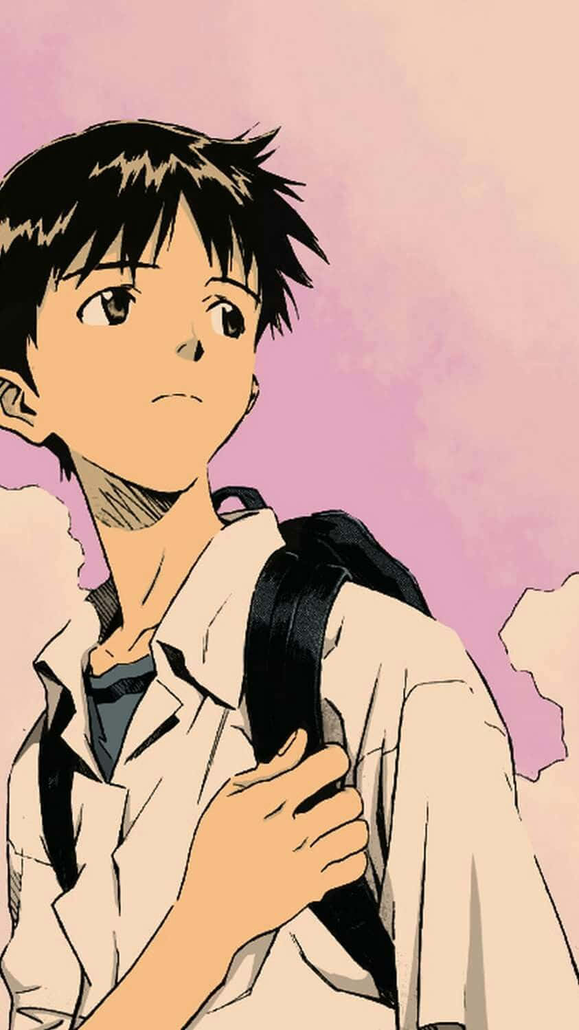 A Reflective Shinji Ikari In Neon Genesis Evangelion