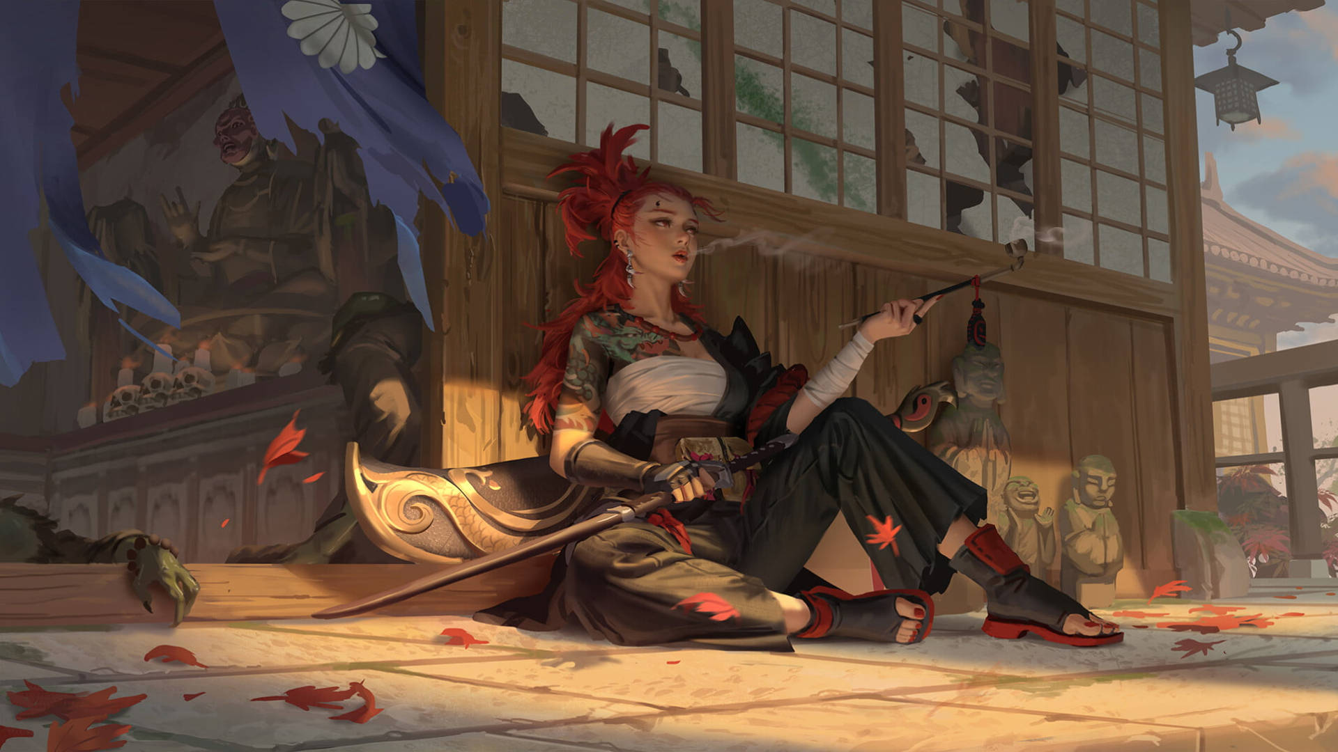 A Resting Samurai Background