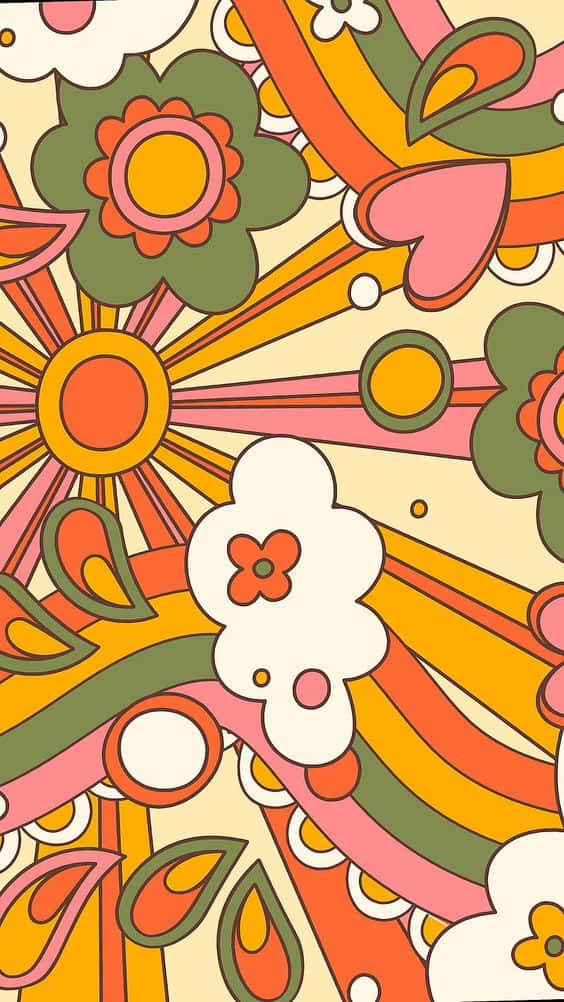A Retro 70s Hippie With A Peace Sign Necklace In A Field Of Sunflowers Background