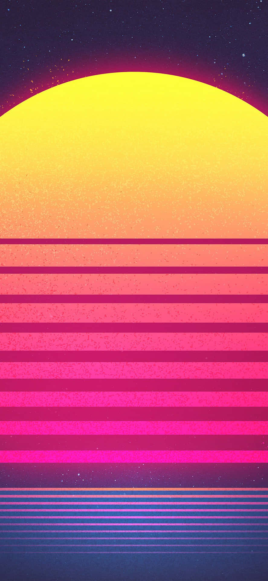 A Retro Sunset With A Pink And Yellow Background