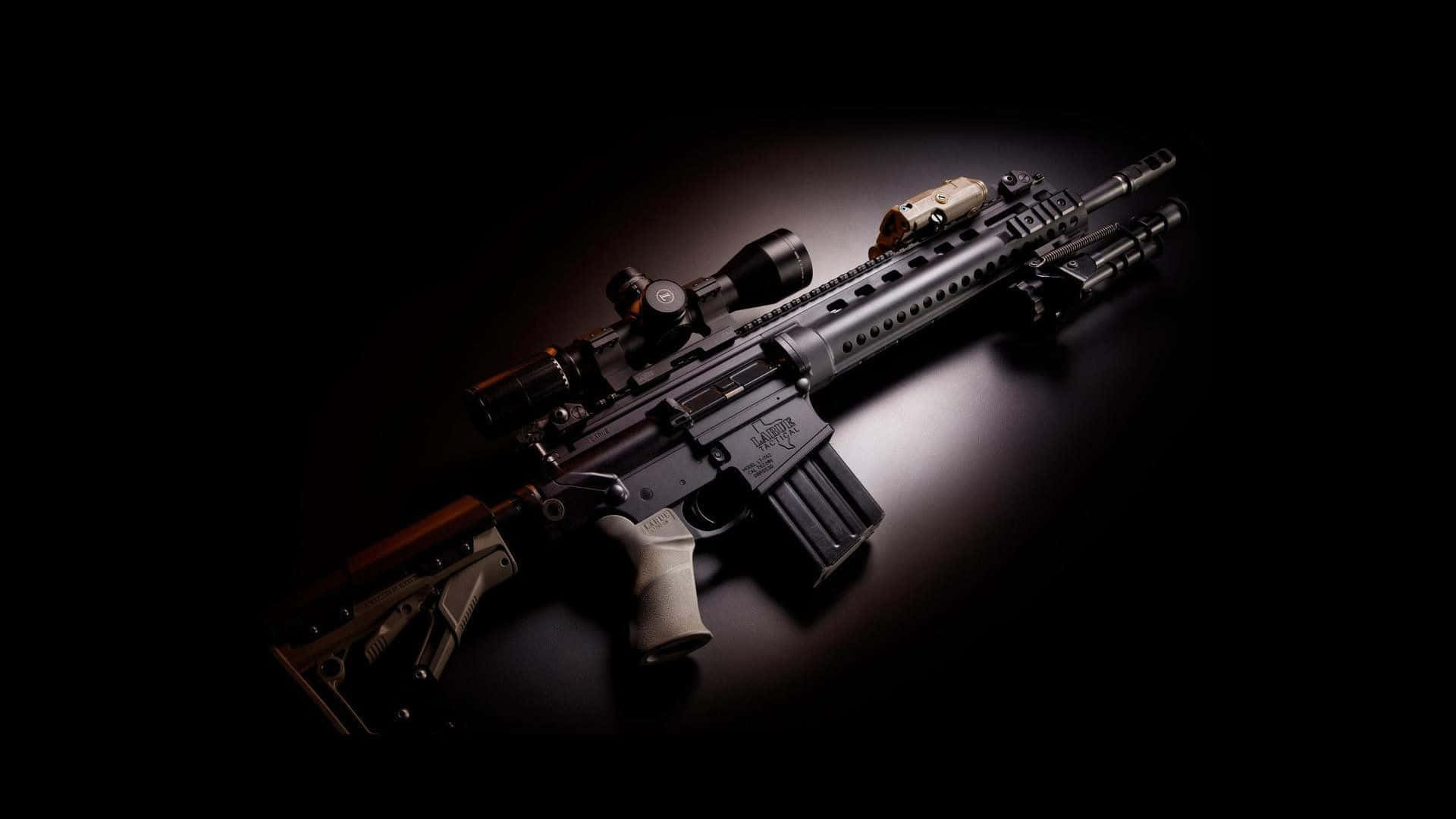 A Rifle Is Shown On A Black Background Background