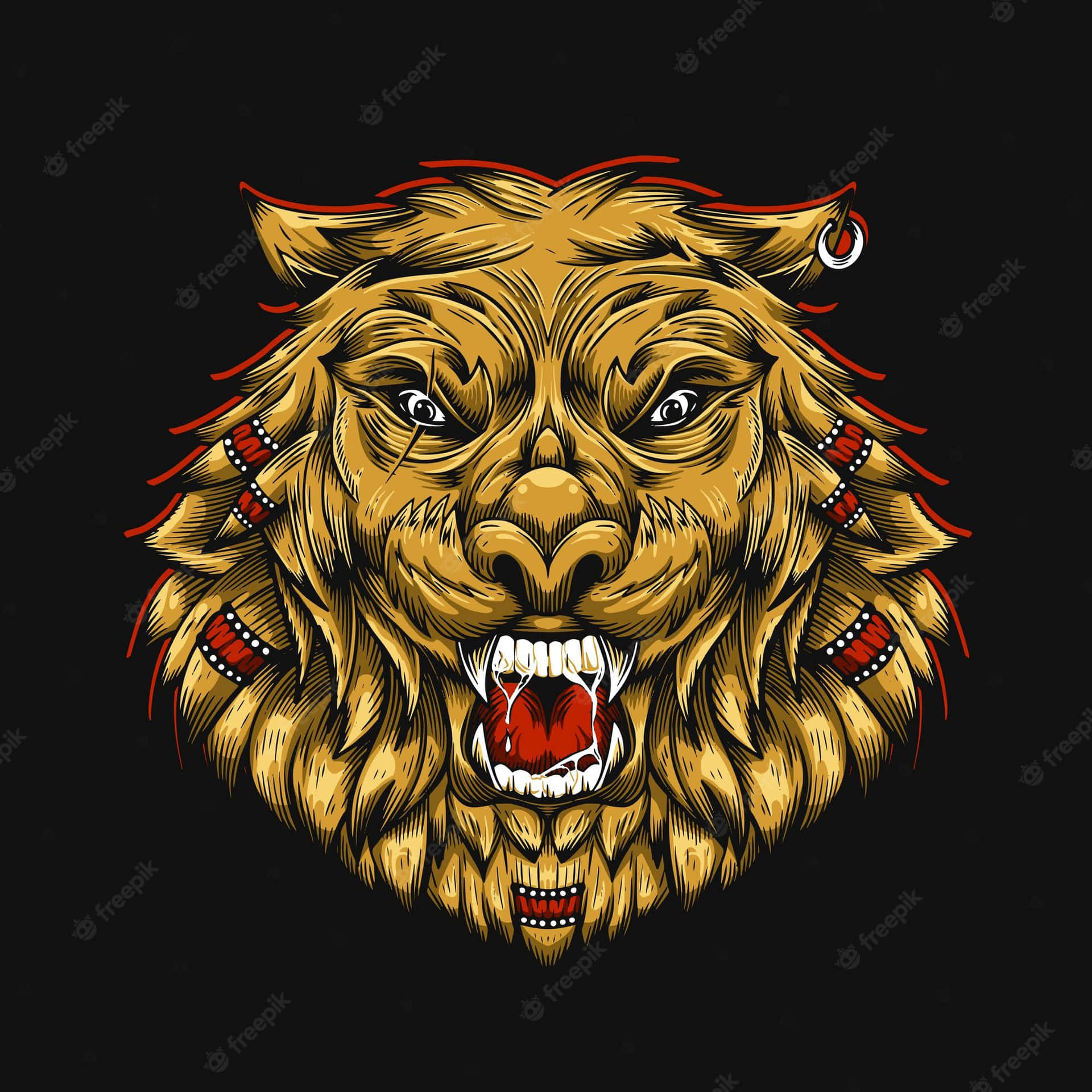 A Roaring Lion On The Hunt Background