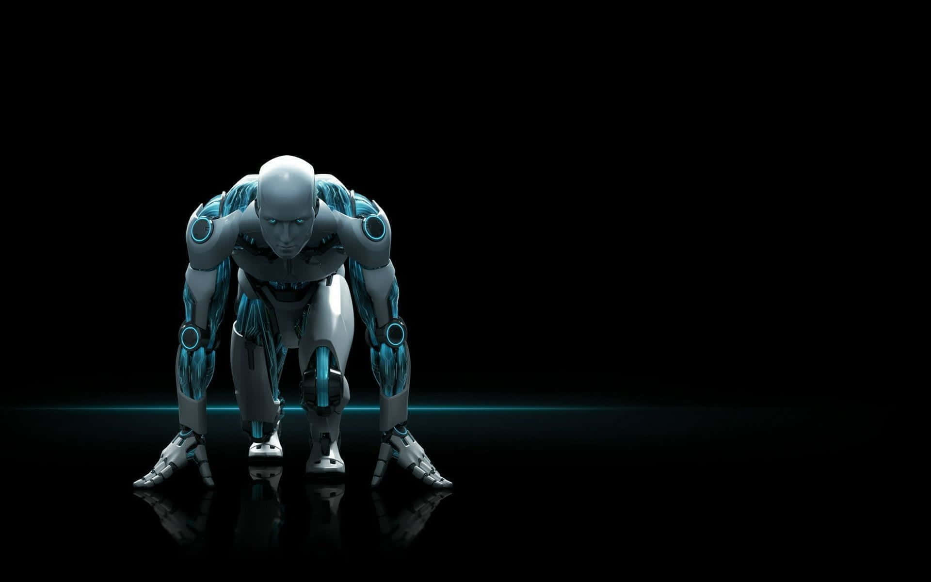 A Robot Is Standing On A Dark Background Background