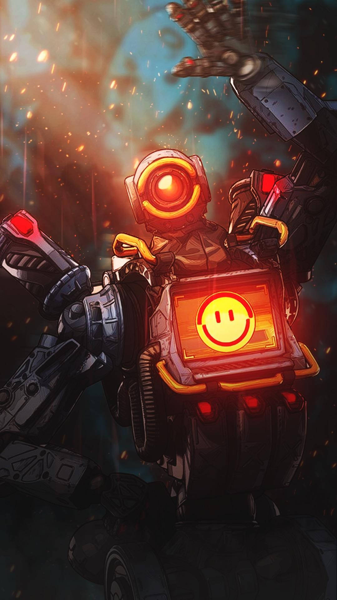 A Robot With A Smiley Face On It Background