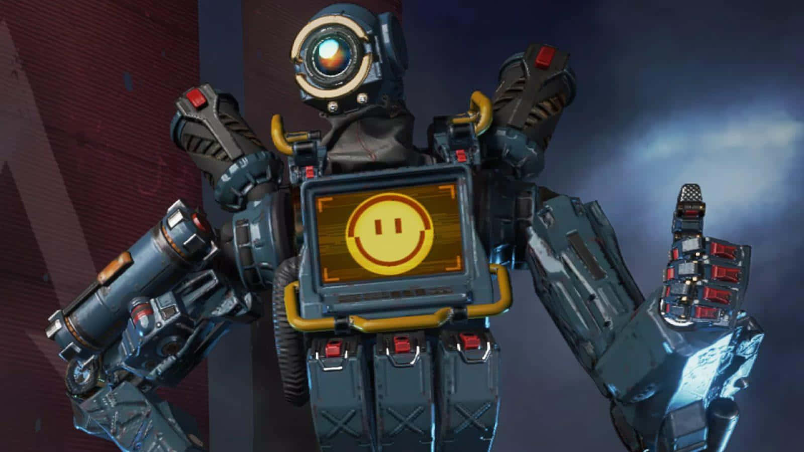 A Robot With A Smiley Face On It Background