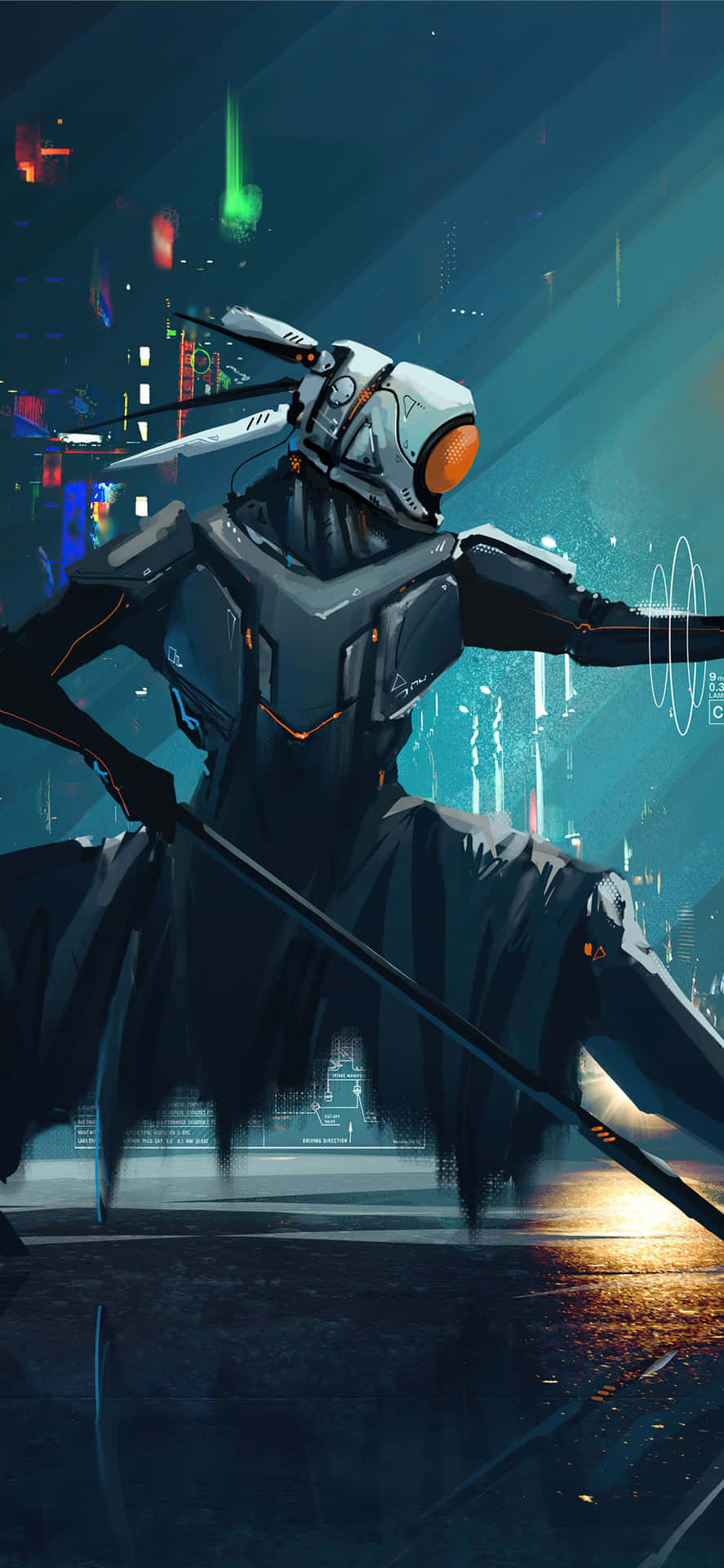 A Robot With A Sword In His Hand Background