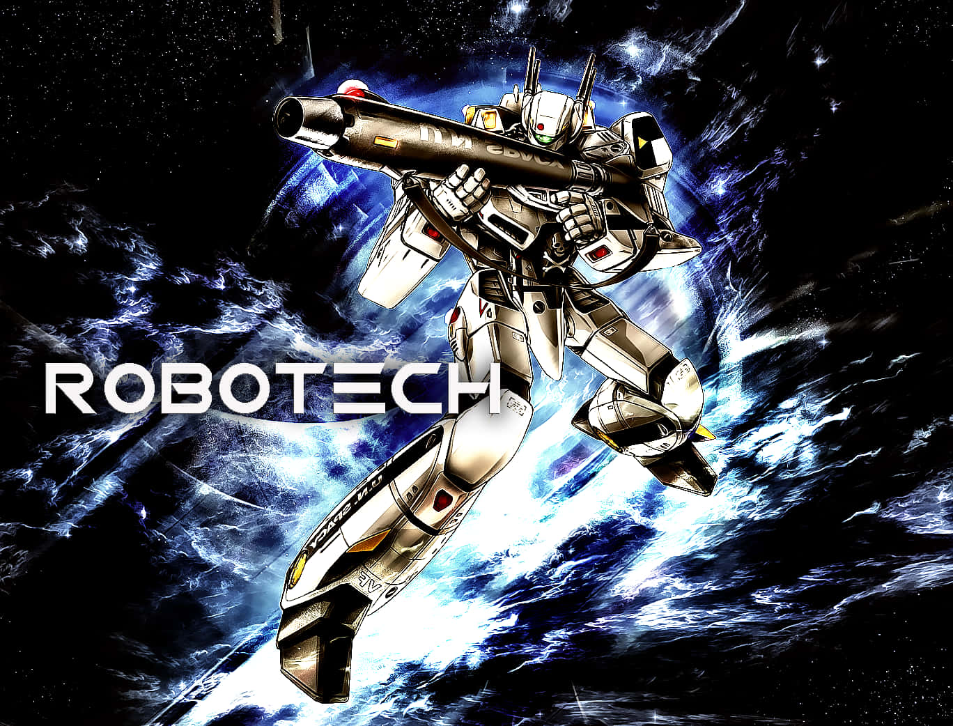 A Robot With The Words Robot Tech On It Background