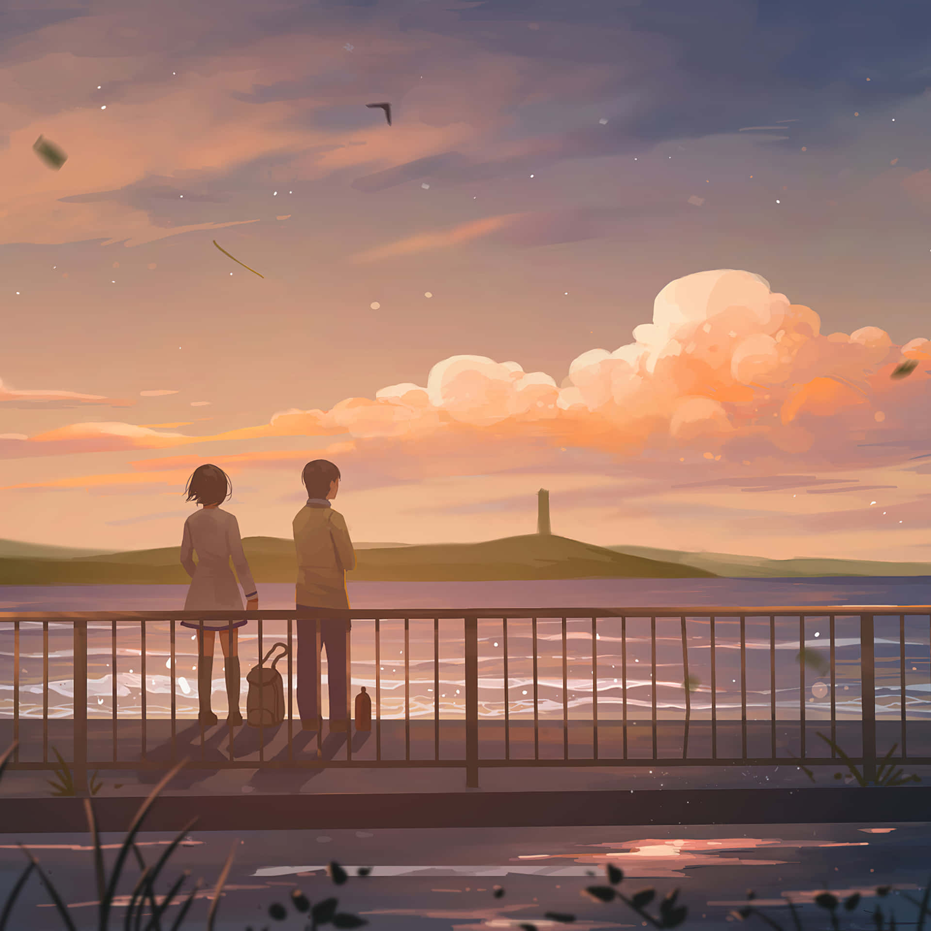 A Romantic Aesthetic Of Love Between A Couple In Anime.