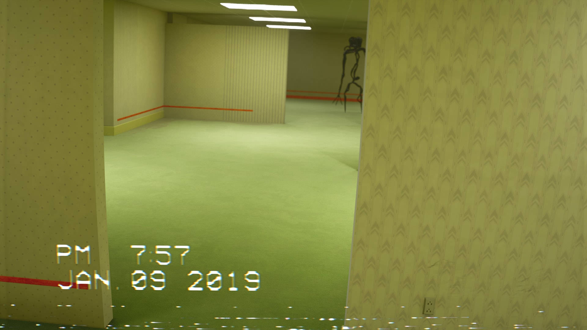 A Room With A Green Carpet Background