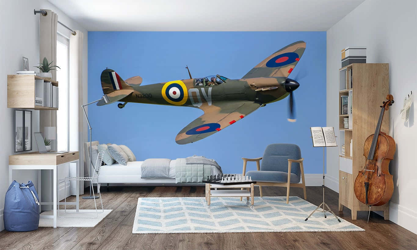 A Room With A Spitfire Wall Mural Background