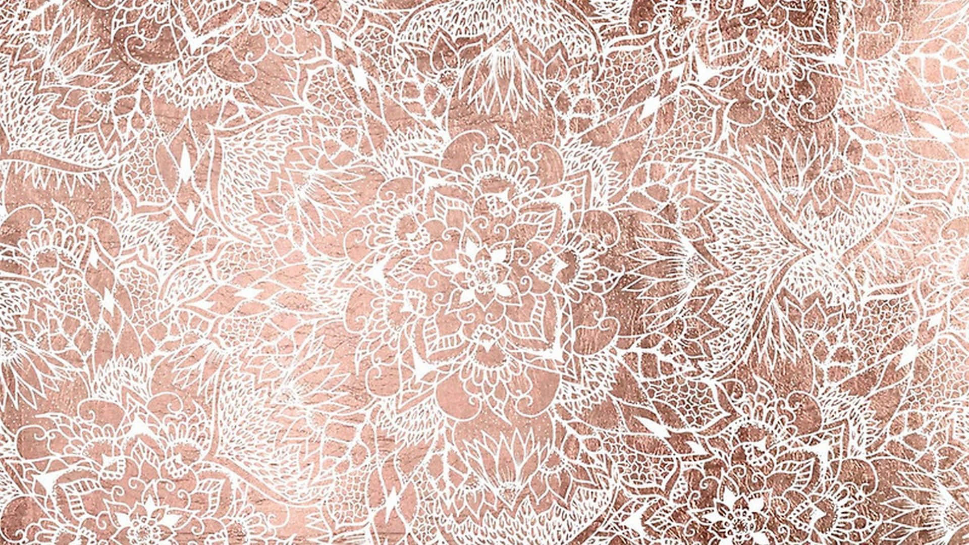A Rose Gold And White Lace Pattern