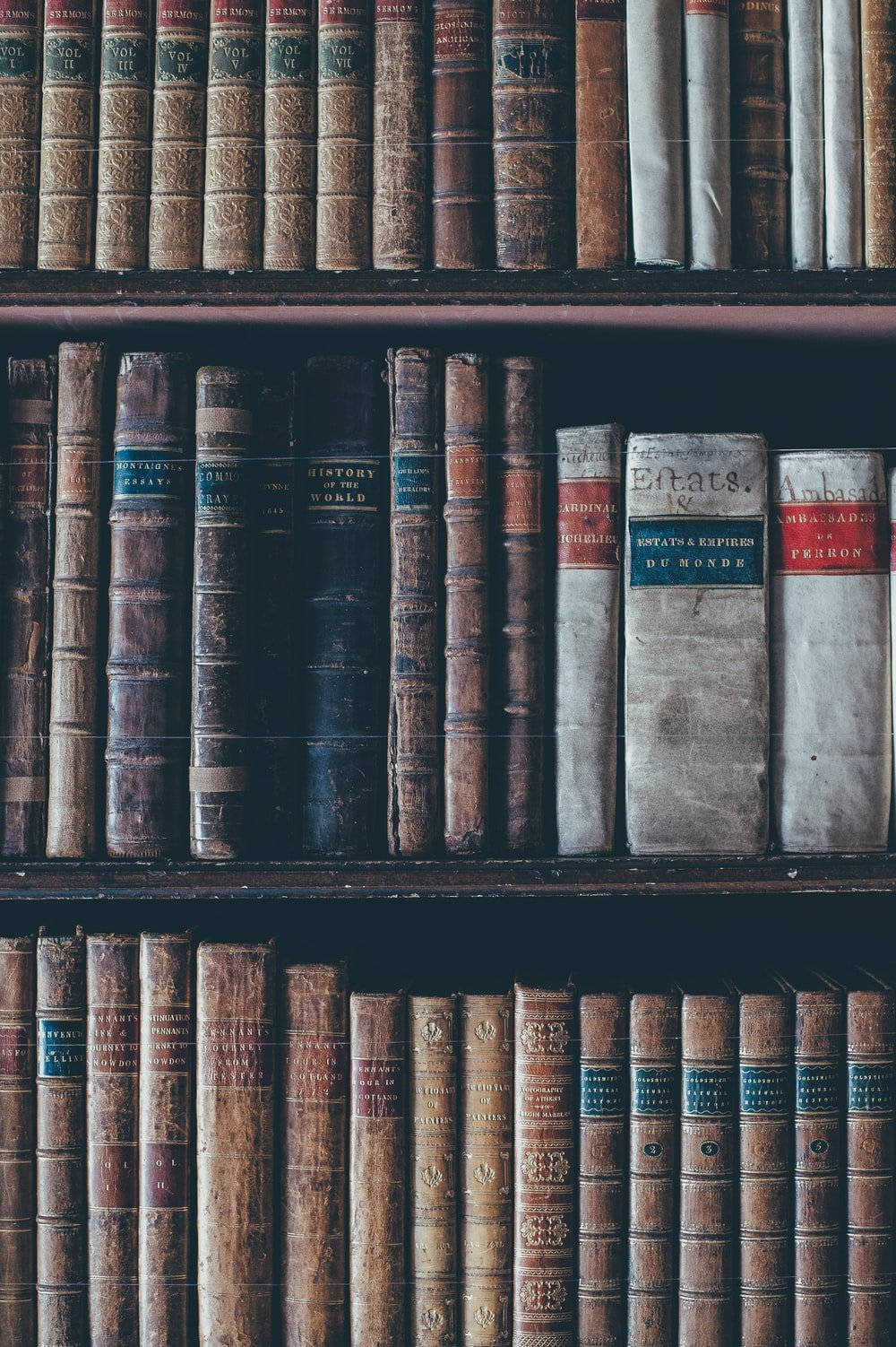 A Row Of Old Books On A Shelf Background