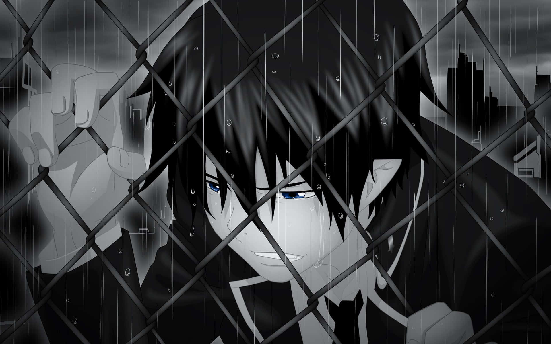 A Sad Gaze From A Cool Anime Character Background