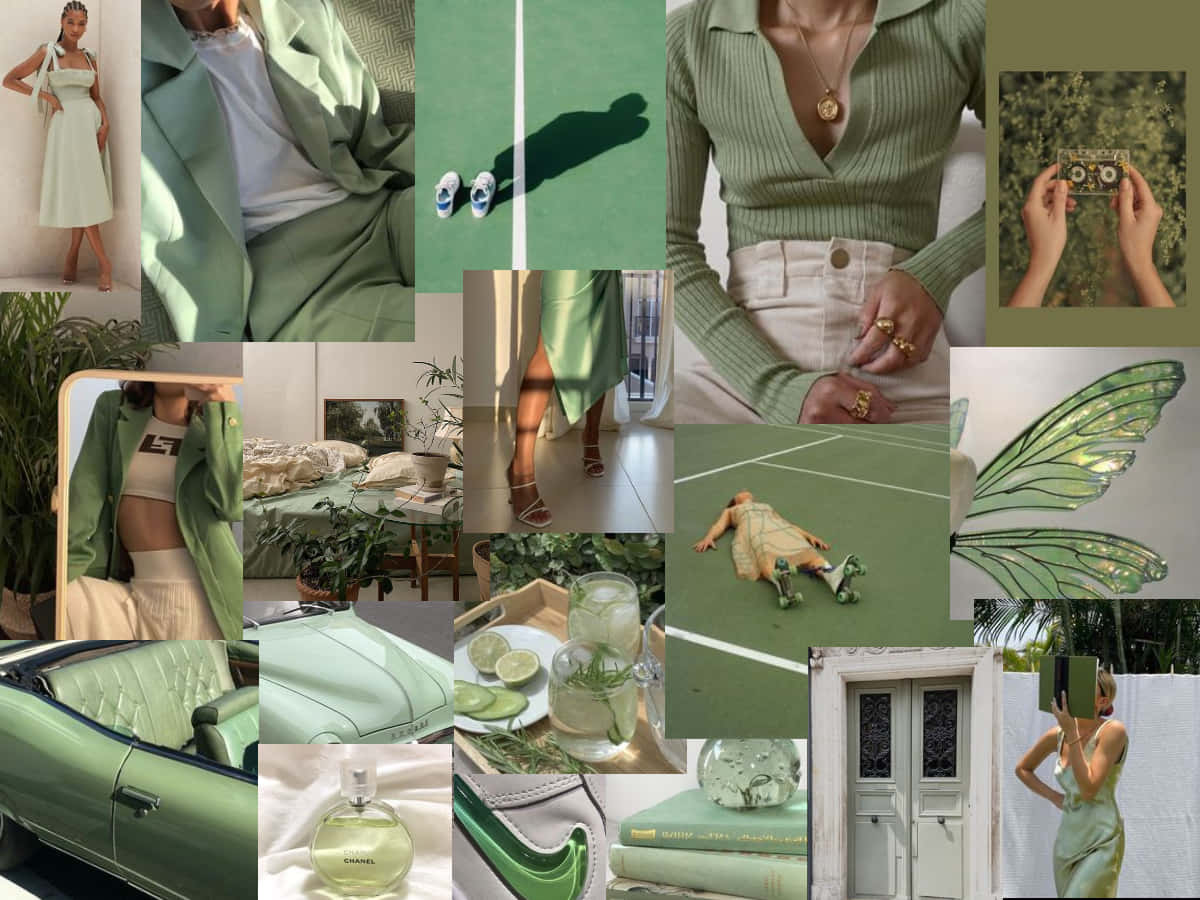 A Sage Green Laptop For Your Productivity Needs Background
