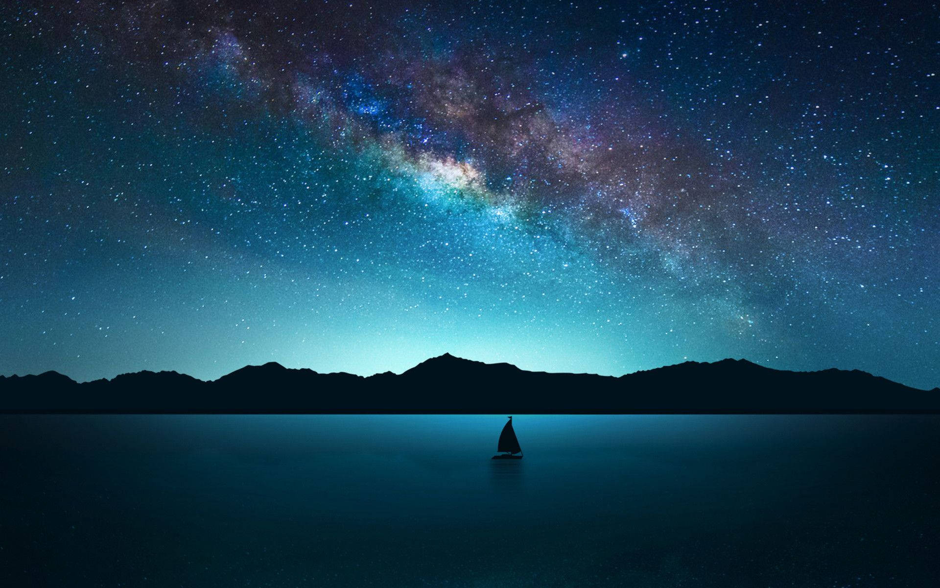 A Sailboat Sails Under The Milky Background