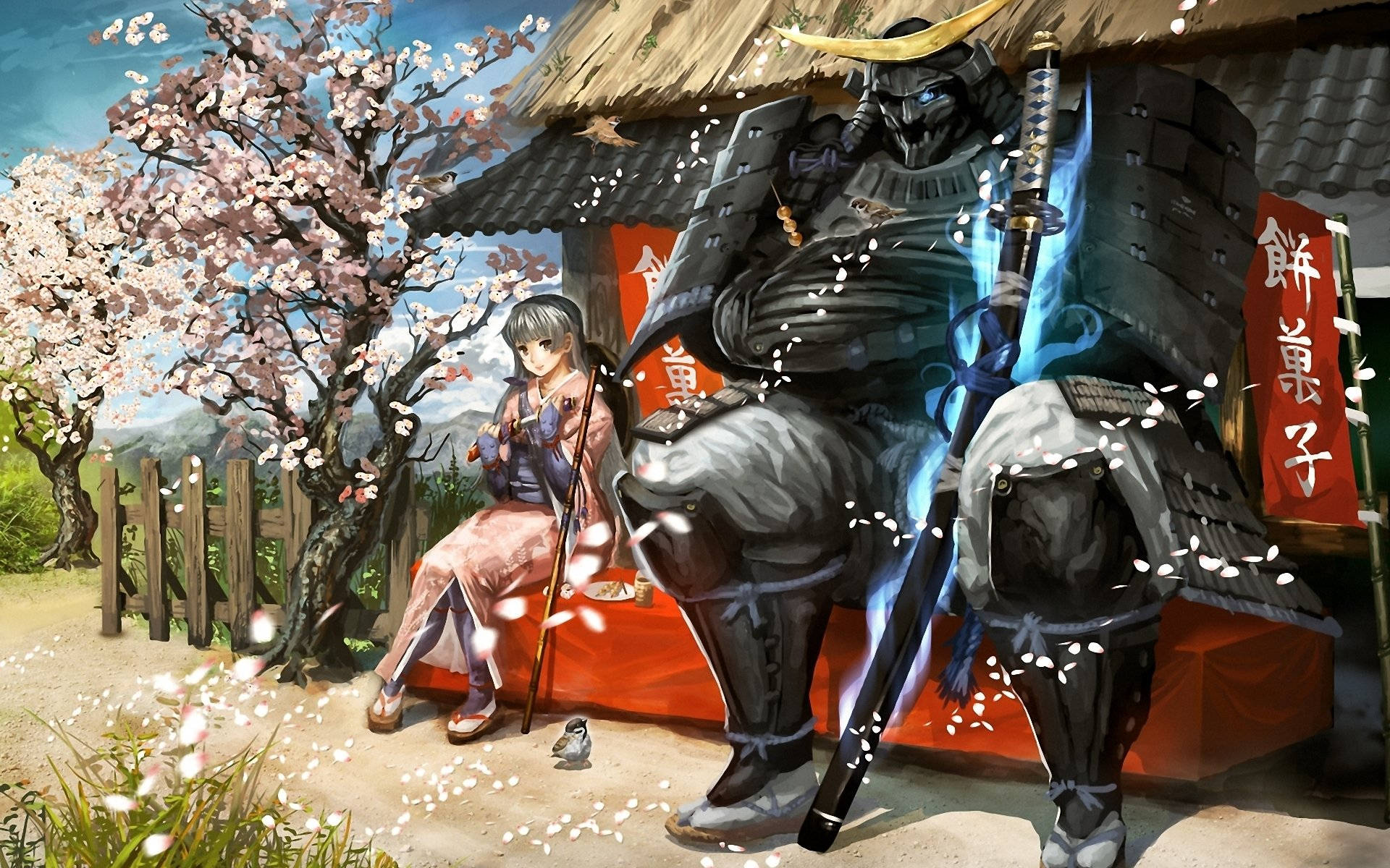 A Samurai Artwork Of A Warrior With A Katana Sword Background