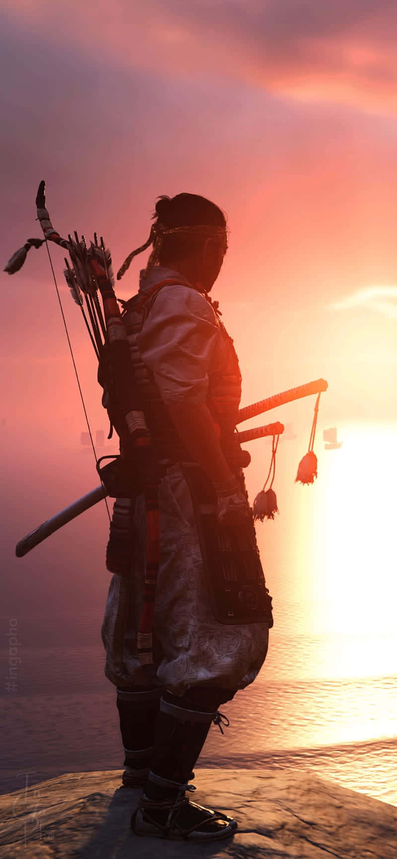 A Samurai Riding Into Battle In Ghost Of Tsushima For Iphone Background