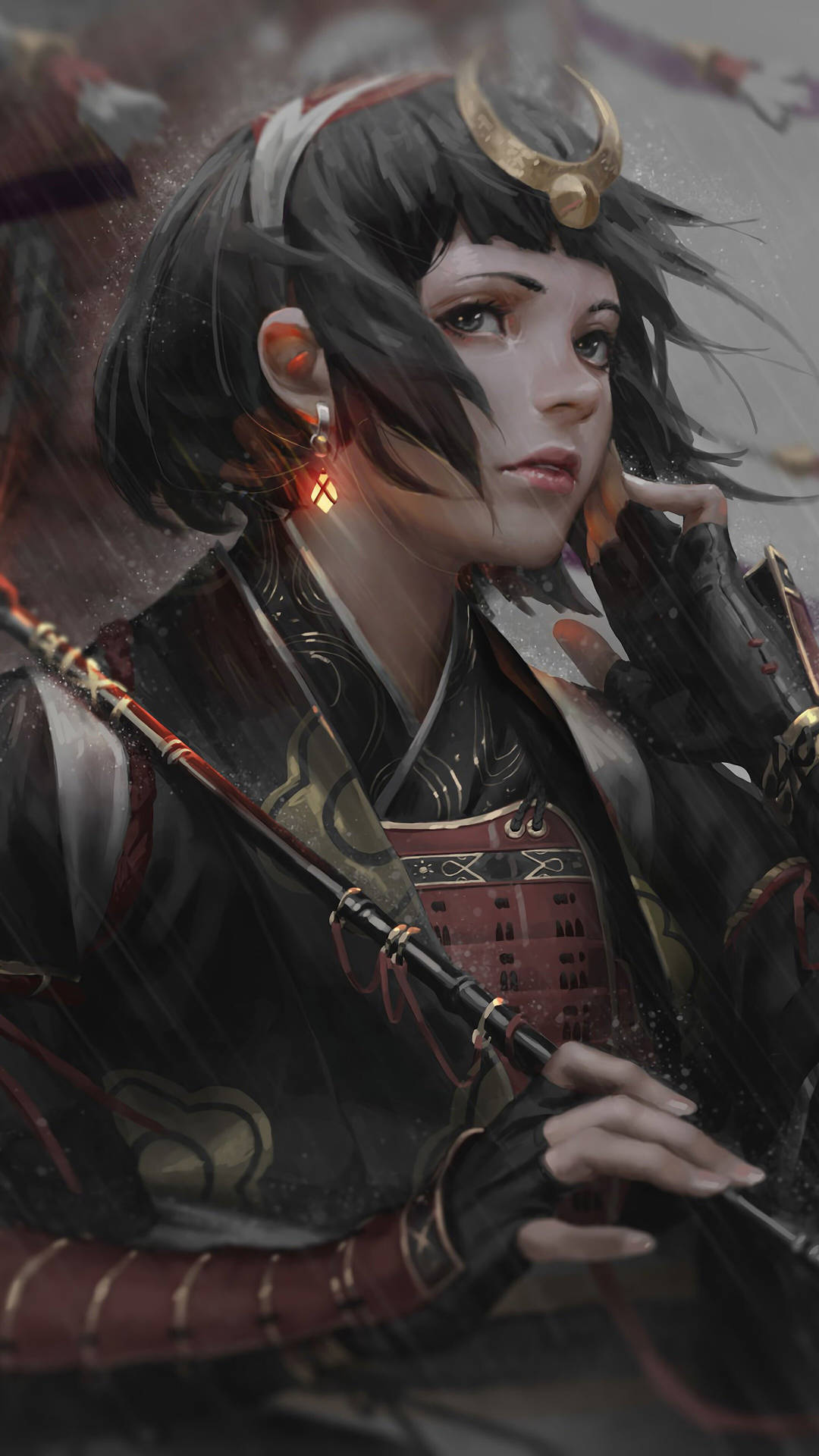 A Samurai Warrior With A Sword Drawn Background