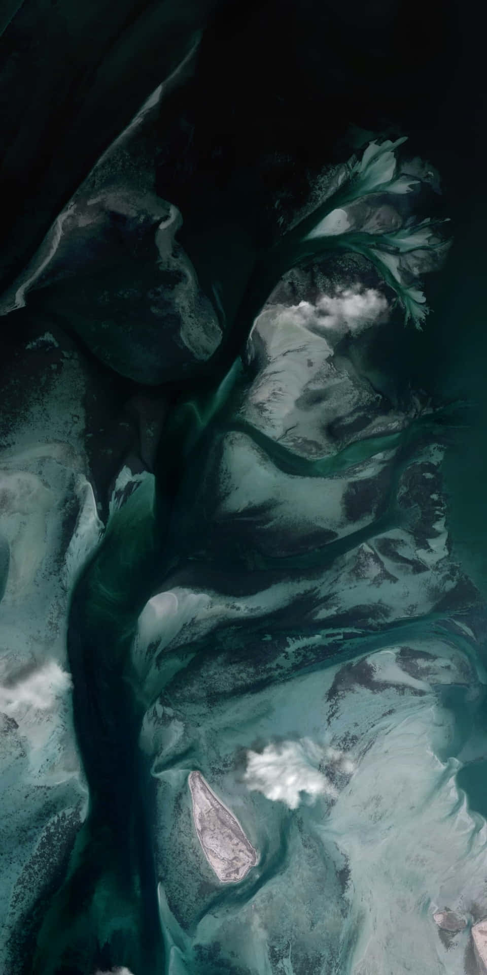 A Satellite Image Of A River In The Ocean Background