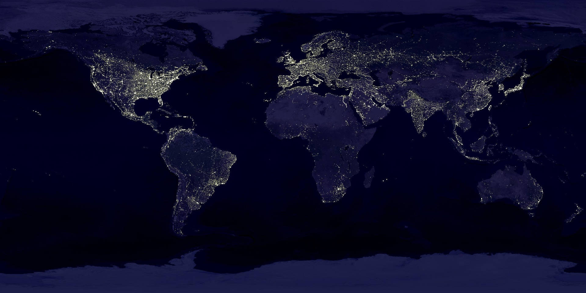 A Satellite Image Of The World At Night Background