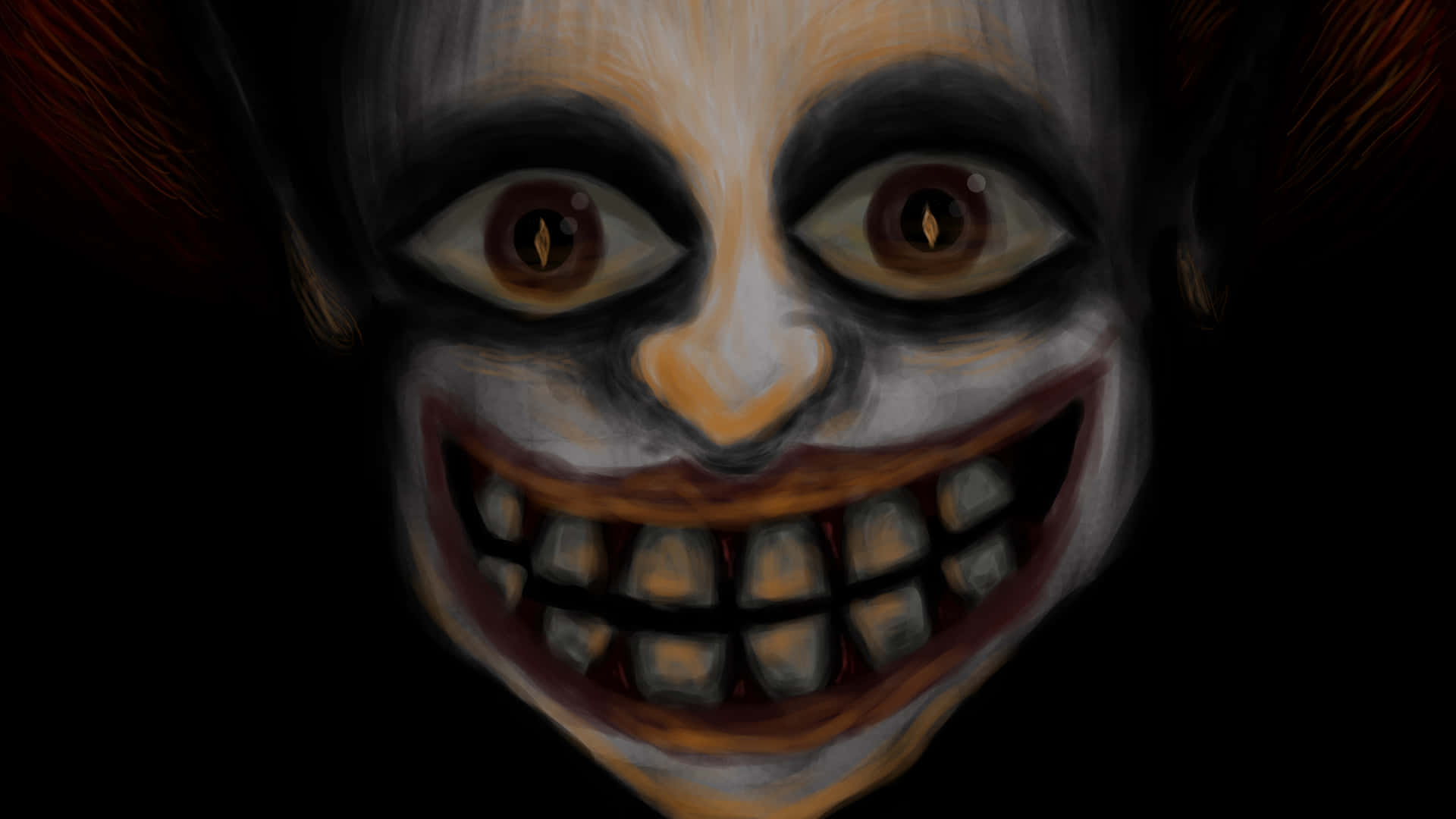 A Scary Clown Face With A Black Background Background