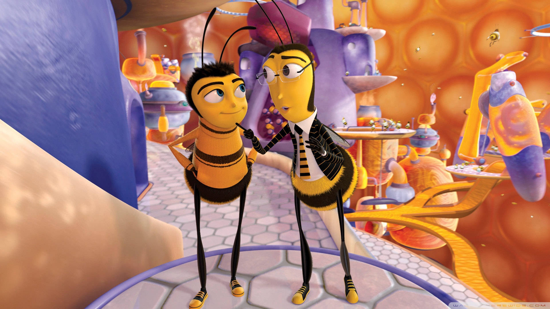 A Scene From Bee Movie Featuring Barry And Adam Background